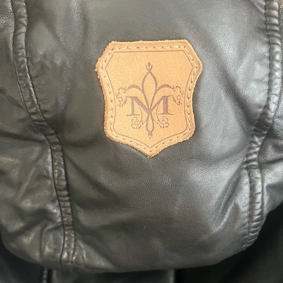 MACKAGE INGRID BLACK LEATHER DOWN COAT WITH FUR HOOD - Picture 11 of 14